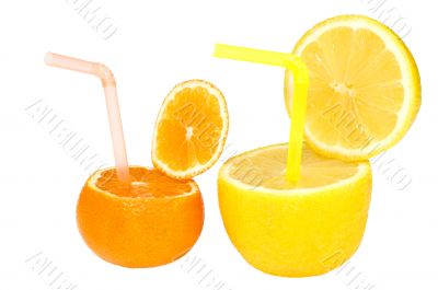 Lemon and mandarin abstract fruit drink.