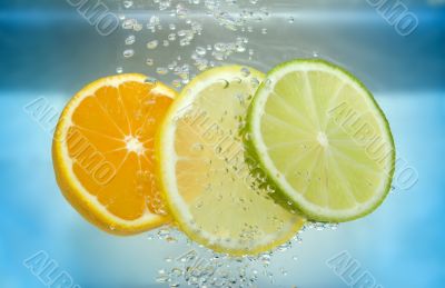 Citrus slice in water