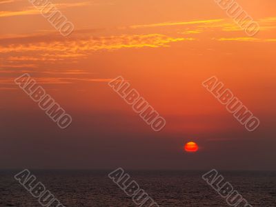 orange sunset in the sea