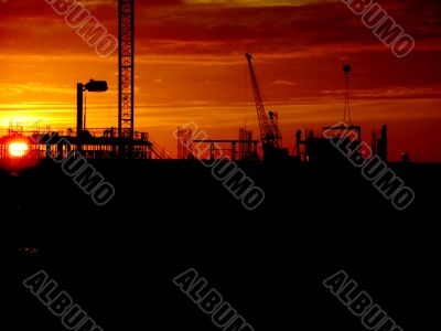 Cranes and construction site