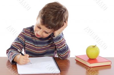 adorable boy studying