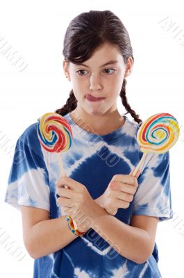 Girl with lollipops