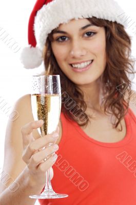 girl holding a glass of champagne