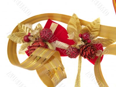 Christmas ornaments and ribbons  isolated