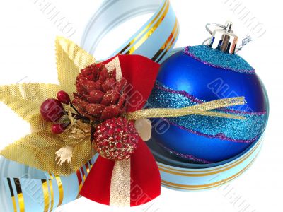 Christmas ornaments and ribbons  isolated