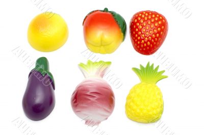 fruit and vegetables on white