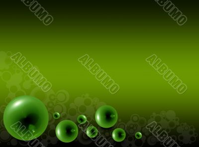 Green glass bubbles on a green background