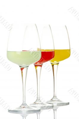 Three glasses of drinks