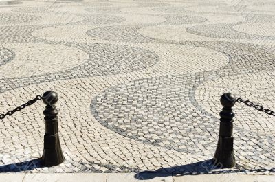 Details in cobblestone plaza