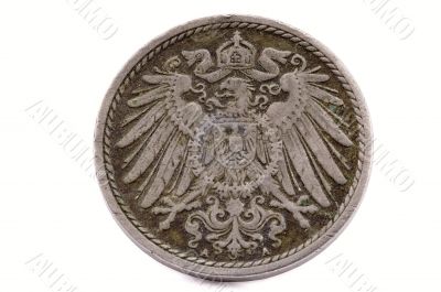 The head on the ancient shabby German coin