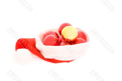 Santa hat with christmas balls