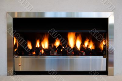 Modern interior fireplace