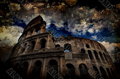 Grunge Coliseum in Rome, Italy