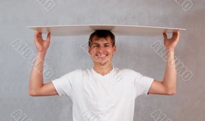 guy with plastic panel