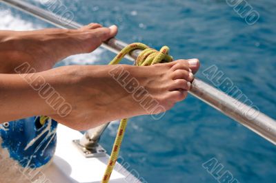 wet  sunburned feet