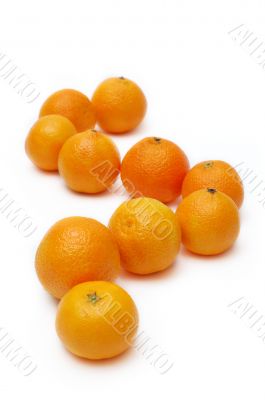 Group of tangerines on a white background