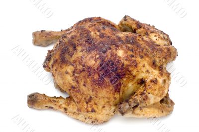 frying chicken on white