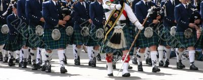 Kilted Bagpipe players
