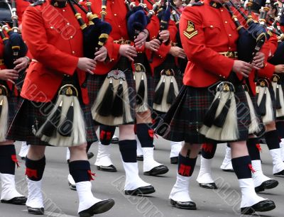 Kilted Bagpipe players