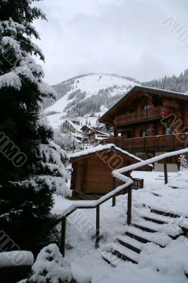 New snow on stairway