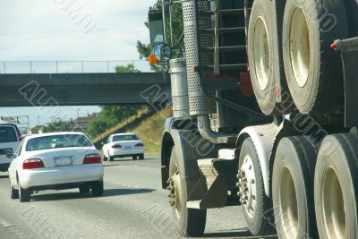 Detail, front of  semi truck,