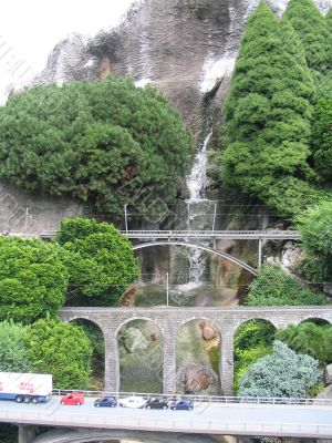 Bridge and waterfall
