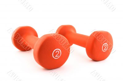 Orange dumbbells