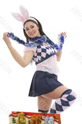 Beautiful woman with christmas decoration