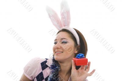 Beautiful woman with christmas decoration