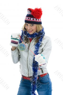 Beautiful woman with christmas decoration