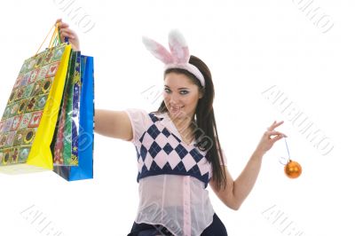 Beautiful woman with christmas decoration