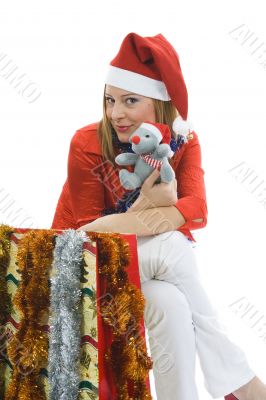 Beautiful woman with christmas decoration