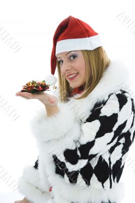 Beautiful woman with christmas decoration