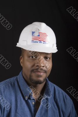 Construction Worker on Black