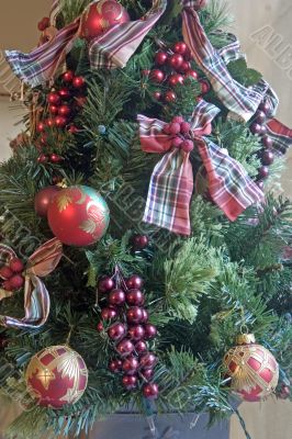 Christmas Tree with Ribbons and Berries