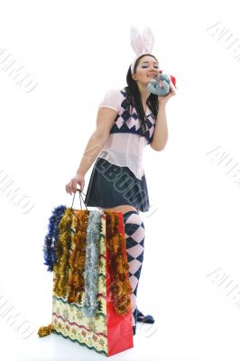 Beautiful woman with christmas decoration