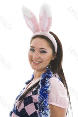 Beautiful woman with christmas decoration