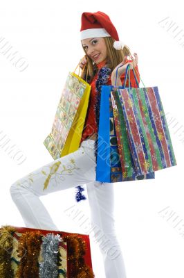 Beautiful woman with christmas decoration