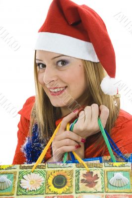 Beautiful woman with christmas decoration