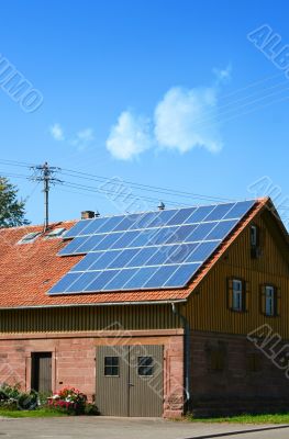 House with solar panels on the roof