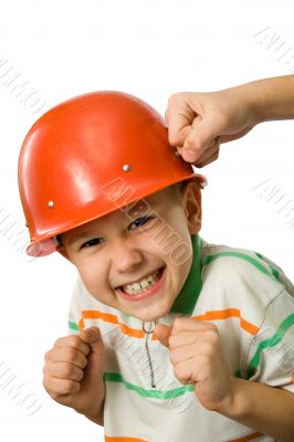 The boy in a helmet