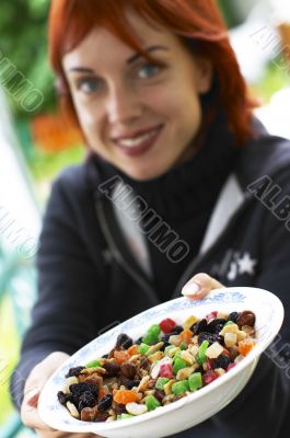 young laughing red-haired woman