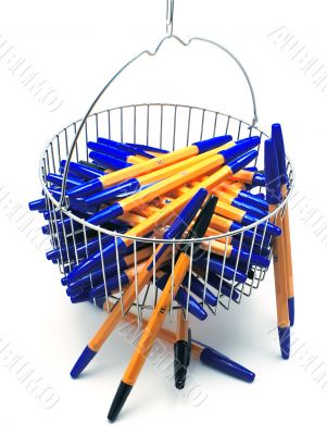 Office in a basket.