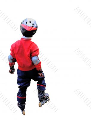 The boy on rollers.
