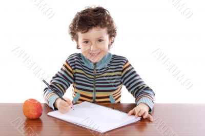 adorable boy studying