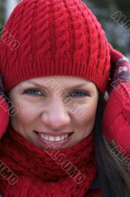 young beautiful woman in a red cup