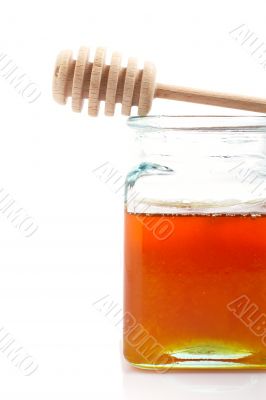Honey jar and wooden drizzler