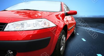 Red Sport Car on a HighWay