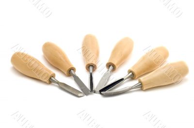 Metal chisel on white