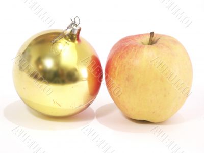 Christmas-tree decorations and apple